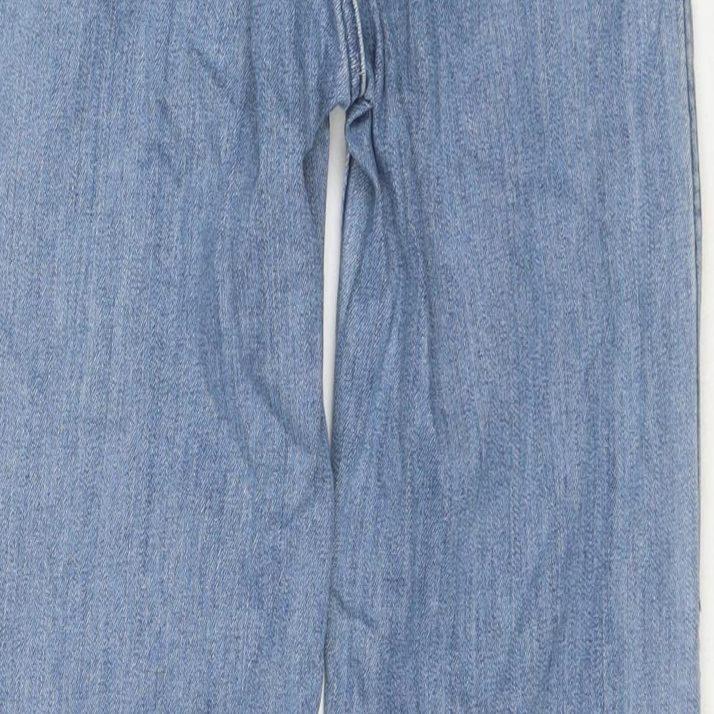 H&M Womens Blue Cotton Wide-Leg Jeans Size 10 L31 in Regular Zip