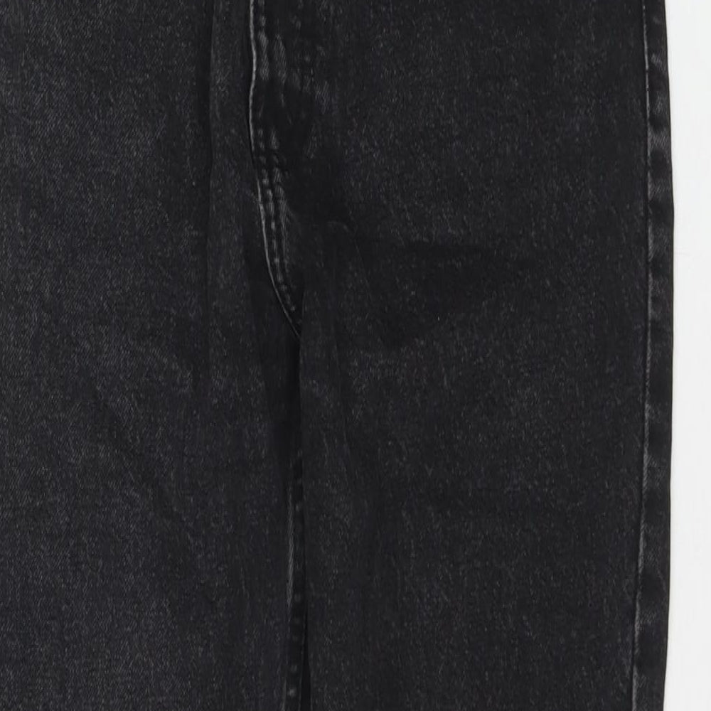 Zara Womens Black Cotton Mom Jeans Size 10 L28 in Regular Zip