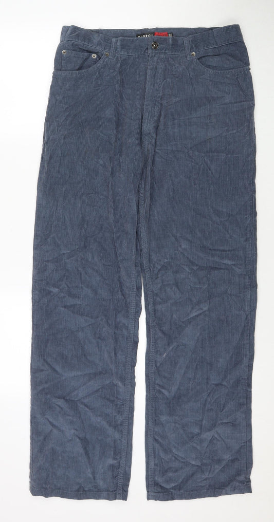 George Mens Blue Cotton Trousers Size 34 in L31 in Regular Zip