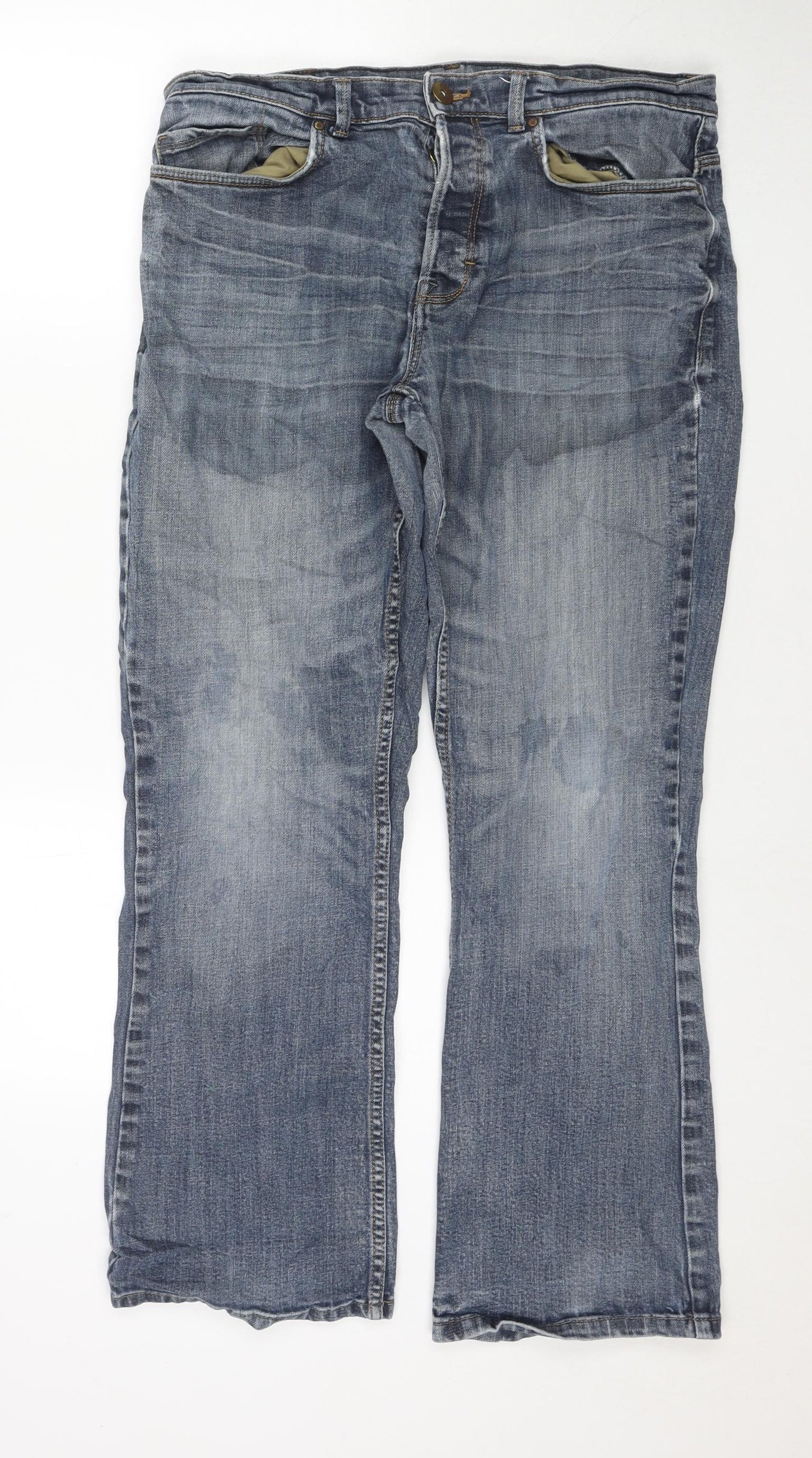 George Mens Blue Cotton Straight Jeans Size 36 in L31 in Regular Zip