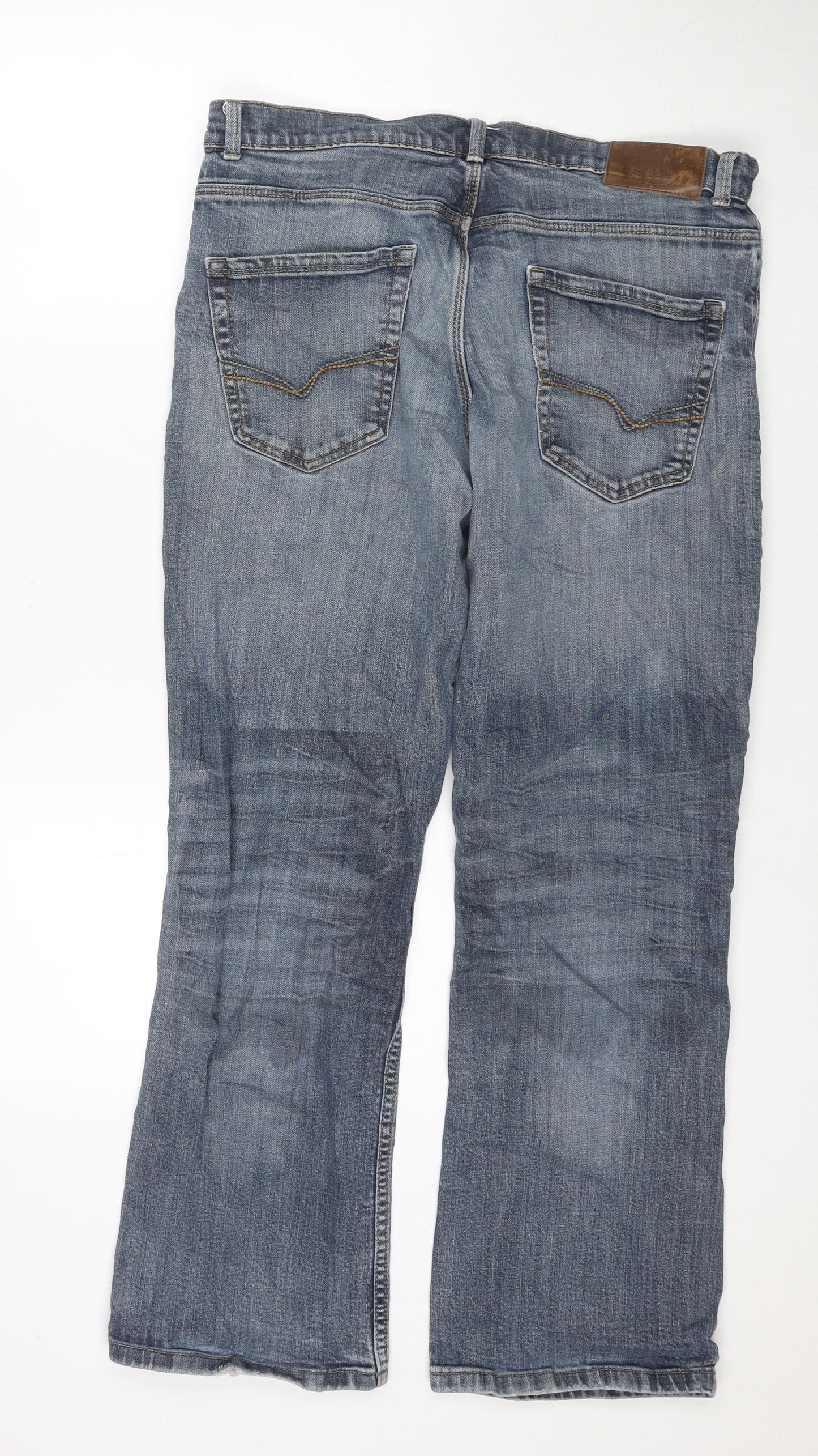 George Mens Blue Cotton Straight Jeans Size 36 in L31 in Regular Zip