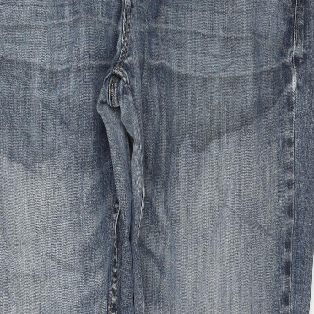 George Mens Blue Cotton Straight Jeans Size 36 in L31 in Regular Zip