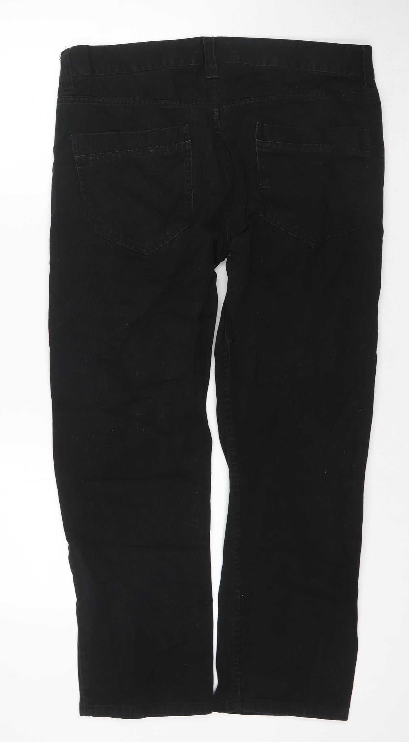 Denim & Co. Mens Black Cotton Straight Jeans Size 36 in L30 in Regular Zip