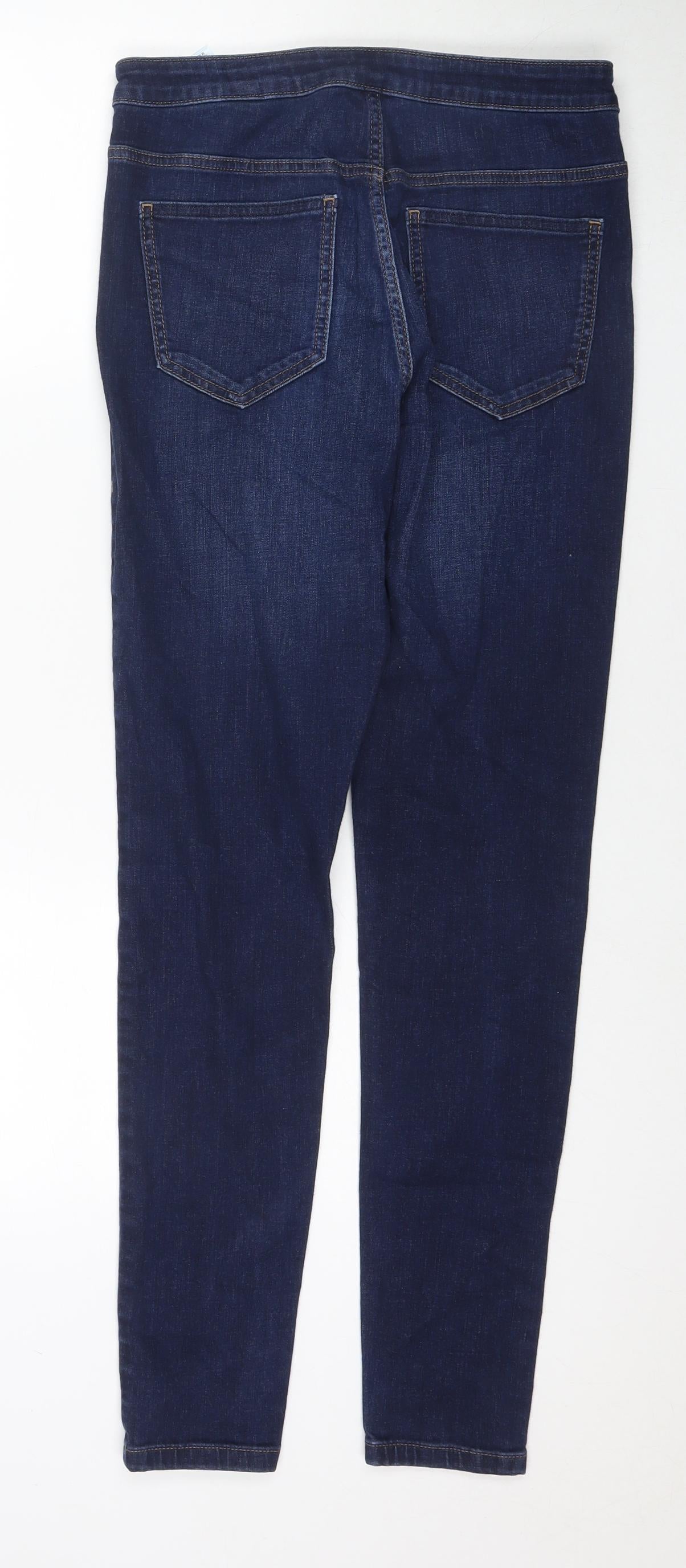 Marks and Spencer Womens Blue Cotton Skinny Jeans Size 12 L30 in Regular Zip