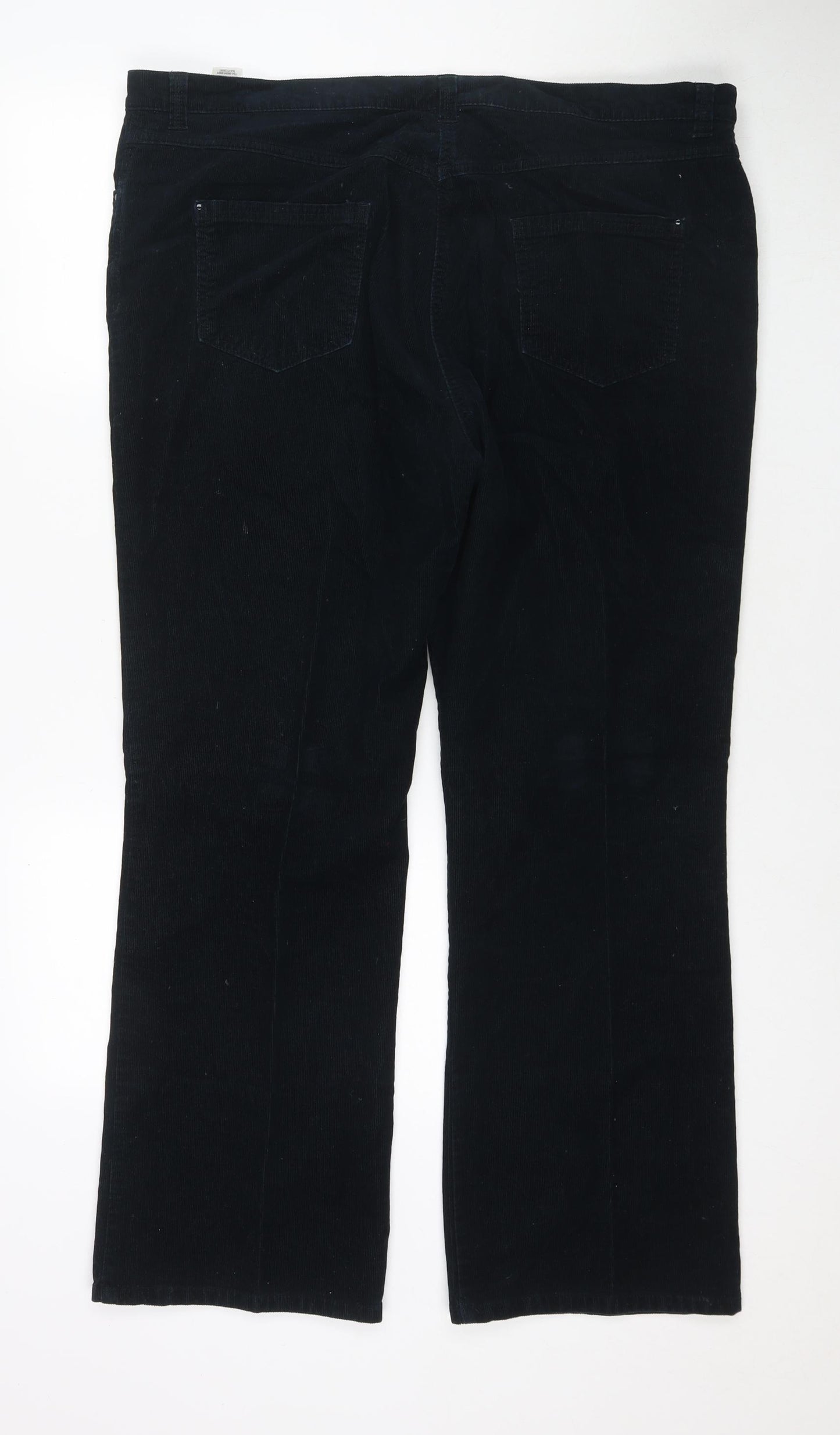 Marks and Spencer Womens Black Cotton Trousers Size 20 L28 in Regular Zip