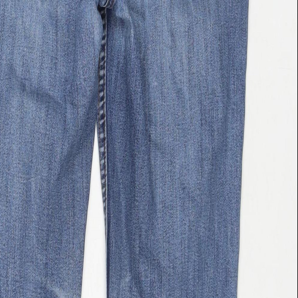 NEXT Womens Blue Cotton Straight Jeans Size 10 L29 in Regular Zip