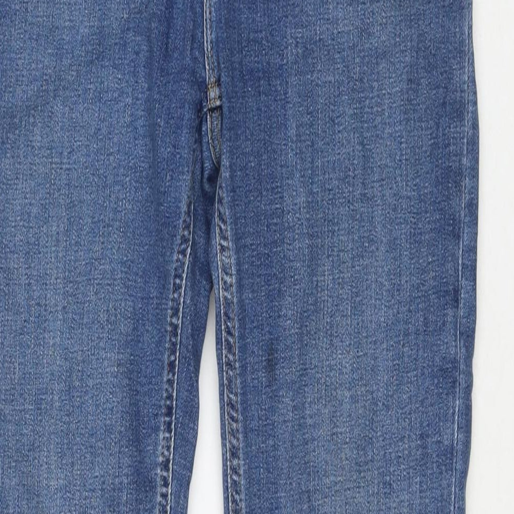 Zara Womens Blue Cotton Wide-Leg Jeans Size 10 L32 in Regular Zip