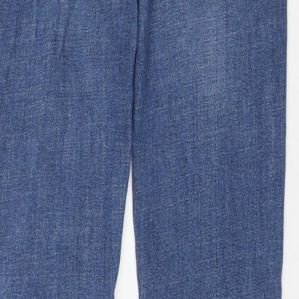 Zara Womens Blue Cotton Wide-Leg Jeans Size 10 L32 in Regular Zip