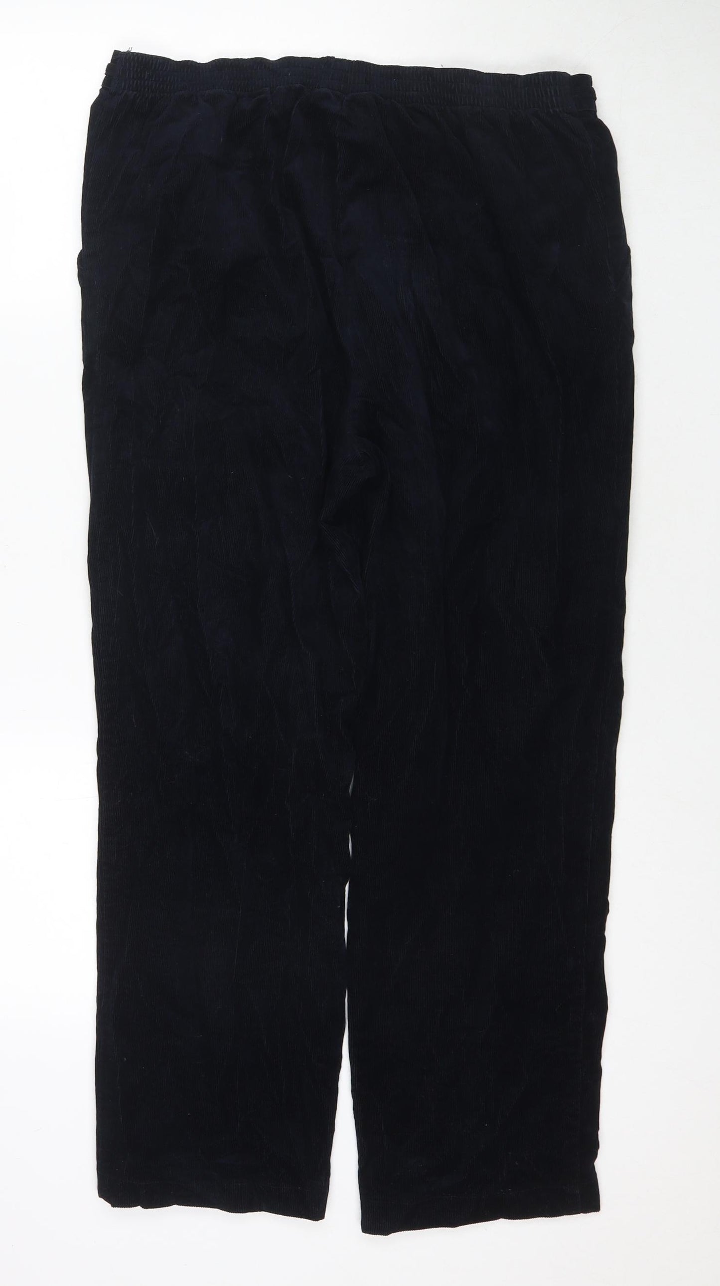 Marks and Spencer Womens Blue Cotton Trousers Size 14 L27 in Regular