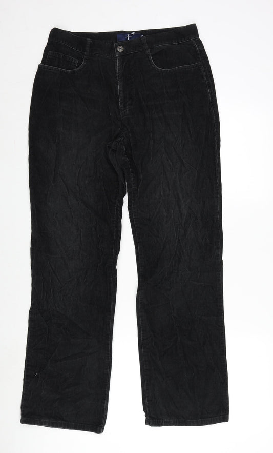 Jasper Conran Mens Black Cotton Straight Jeans Size 32 in L29 in Regular Zip