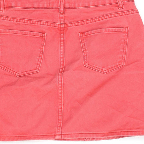 New Look Womens Red Cotton Mini Skirt Size 12 Zip