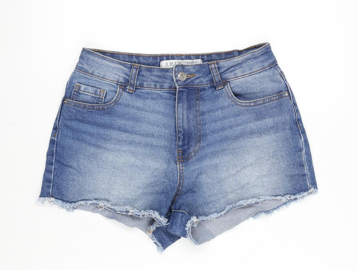 Denim & Co. Womens Blue Cotton Cut-Off Shorts Size 6 L3 in Regular Zip