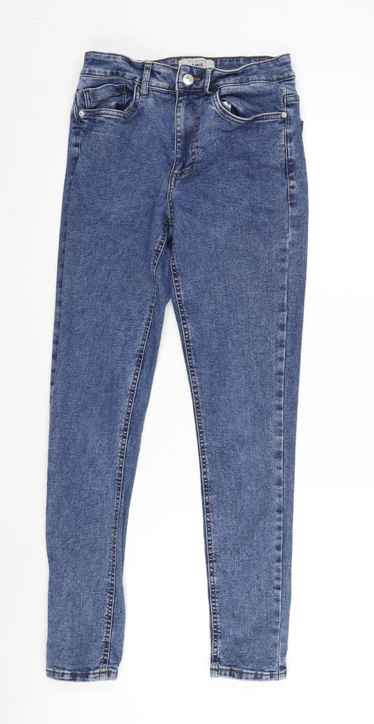 New Look Womens Blue Cotton Straight Jeans Size 10 L28 in Regular Zip