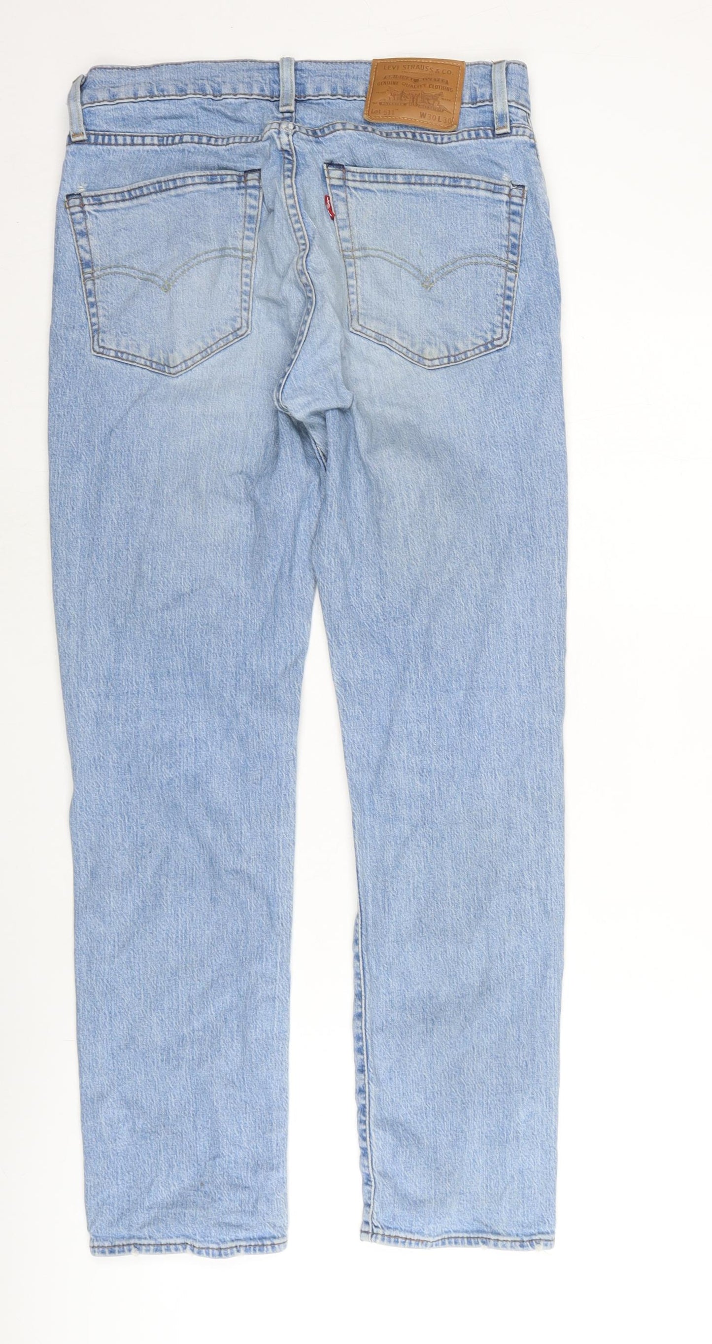 Levi's Mens Blue Cotton Blend Straight Jeans Size 30 in L29 in Regular Zip