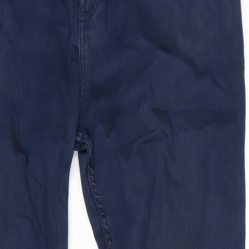 Marks and Spencer Mens Blue Cotton Blend Straight Jeans Size 36 in L33 in Regular Zip