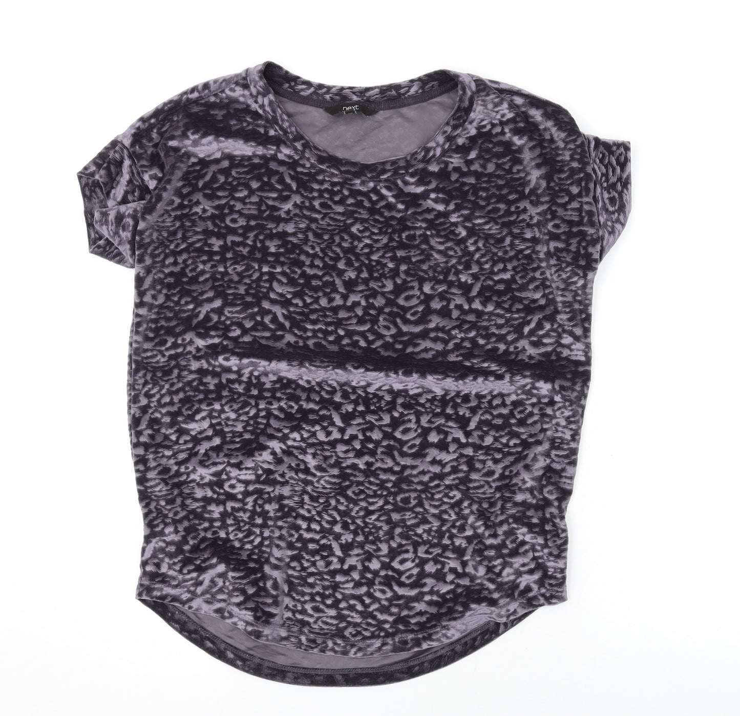 NEXT Womens Silver Animal Print Polyester Basic T-Shirt Size 10 Round Neck