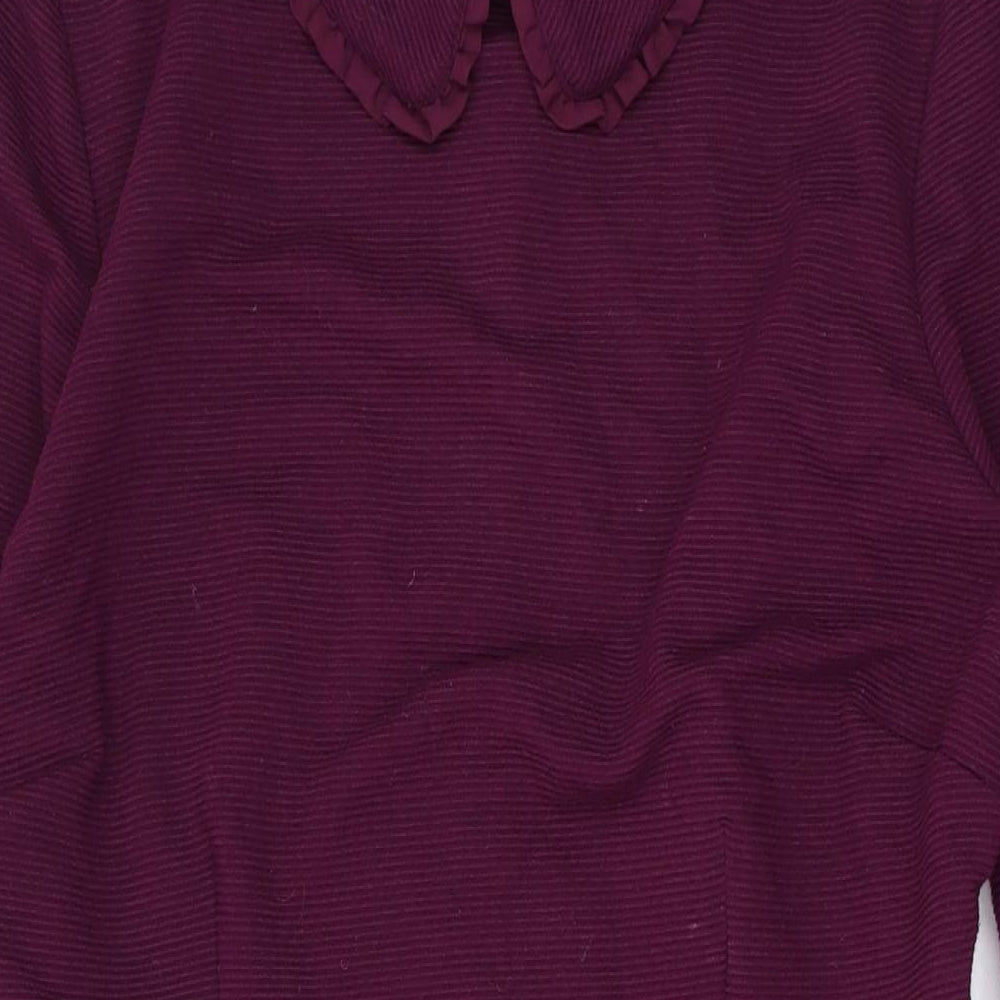 Monsoon Womens Purple Polyester Bodycon Size 14 Collared Zip