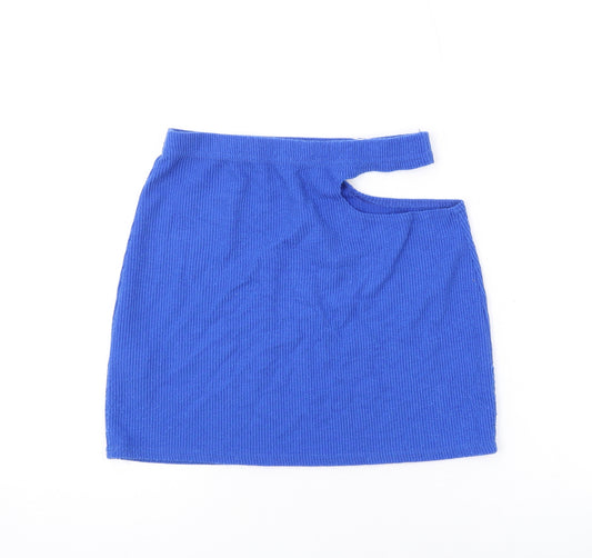 PRETTYLITTLETHING Womens Blue Polyester Mini Skirt Size 12