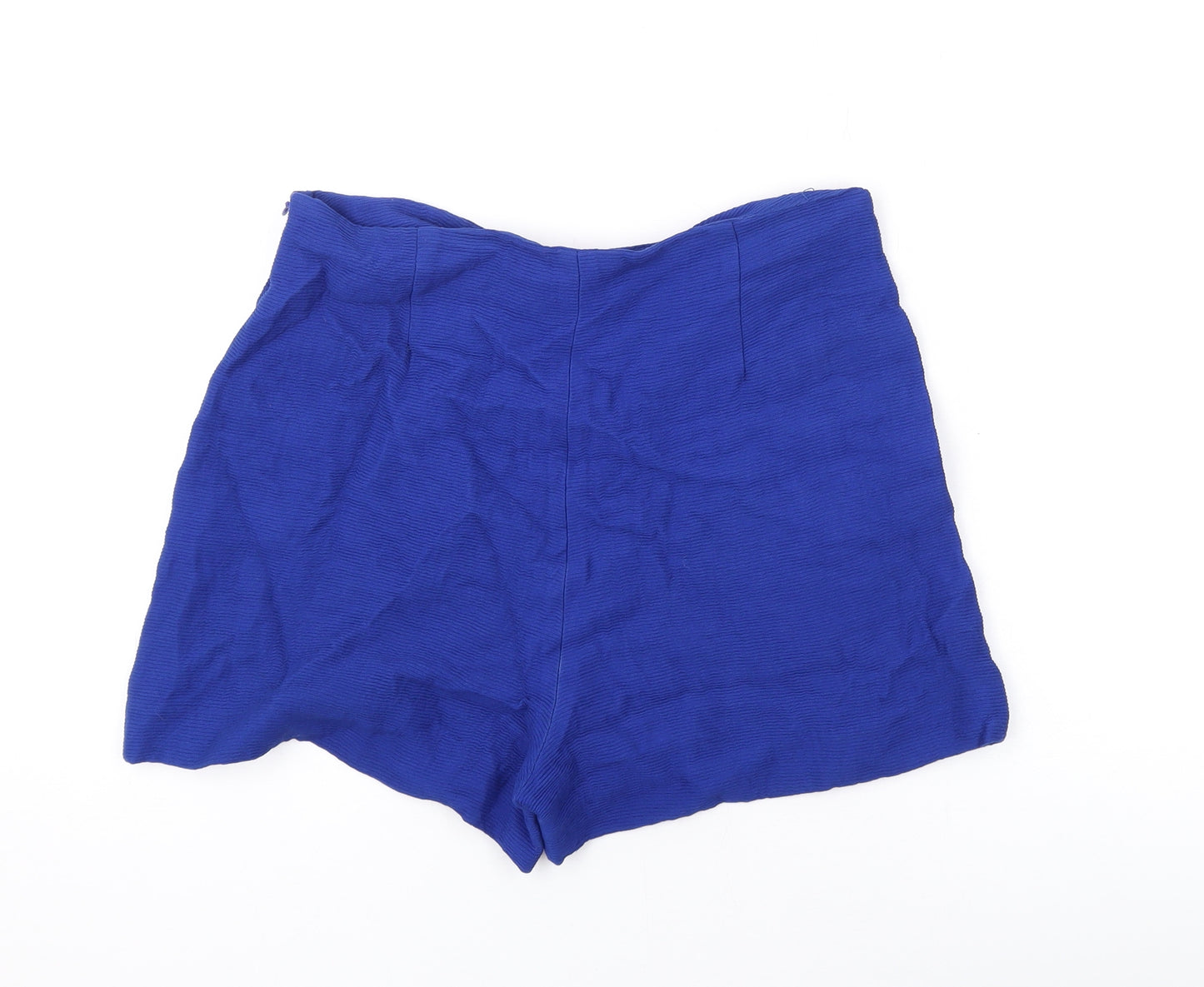 Zara Womens Blue Viscose Basic Shorts Size S Regular Zip