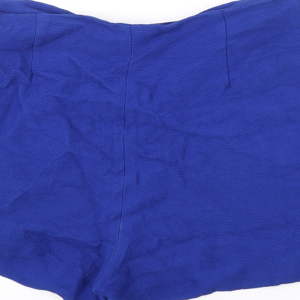 Zara Womens Blue Viscose Basic Shorts Size S Regular Zip