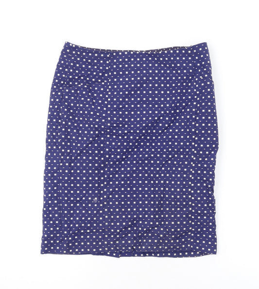 White Stuff Womens Blue Geometric Cotton Mini Skirt Size 8 Zip