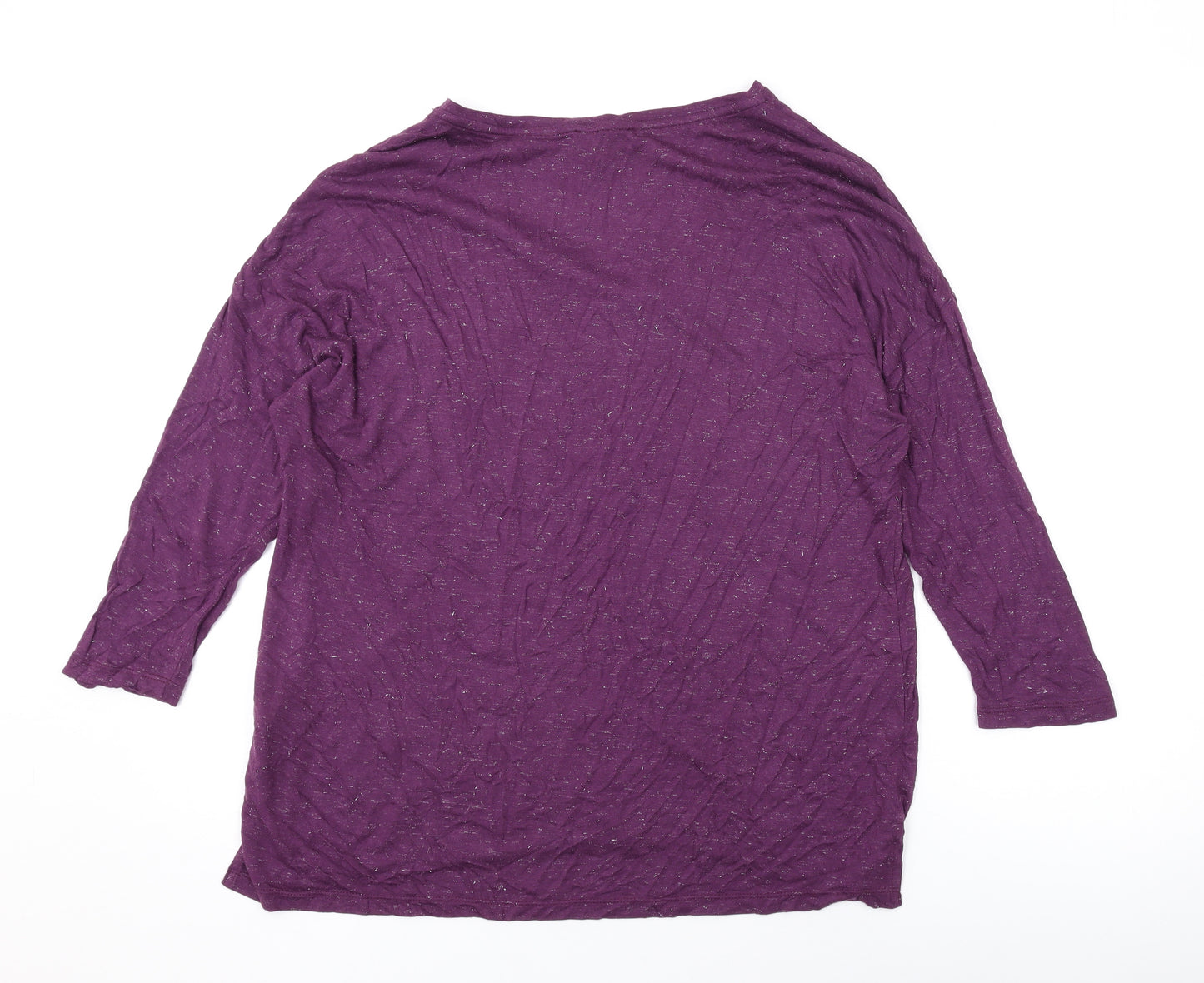 Fat Face Womens Purple Viscose Basic T-Shirt Size 12 V-Neck