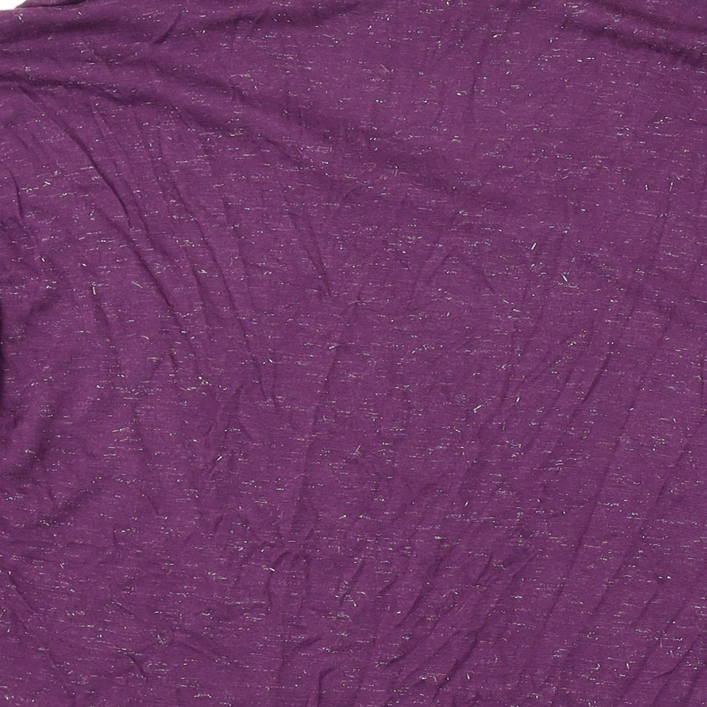 Fat Face Womens Purple Viscose Basic T-Shirt Size 12 V-Neck