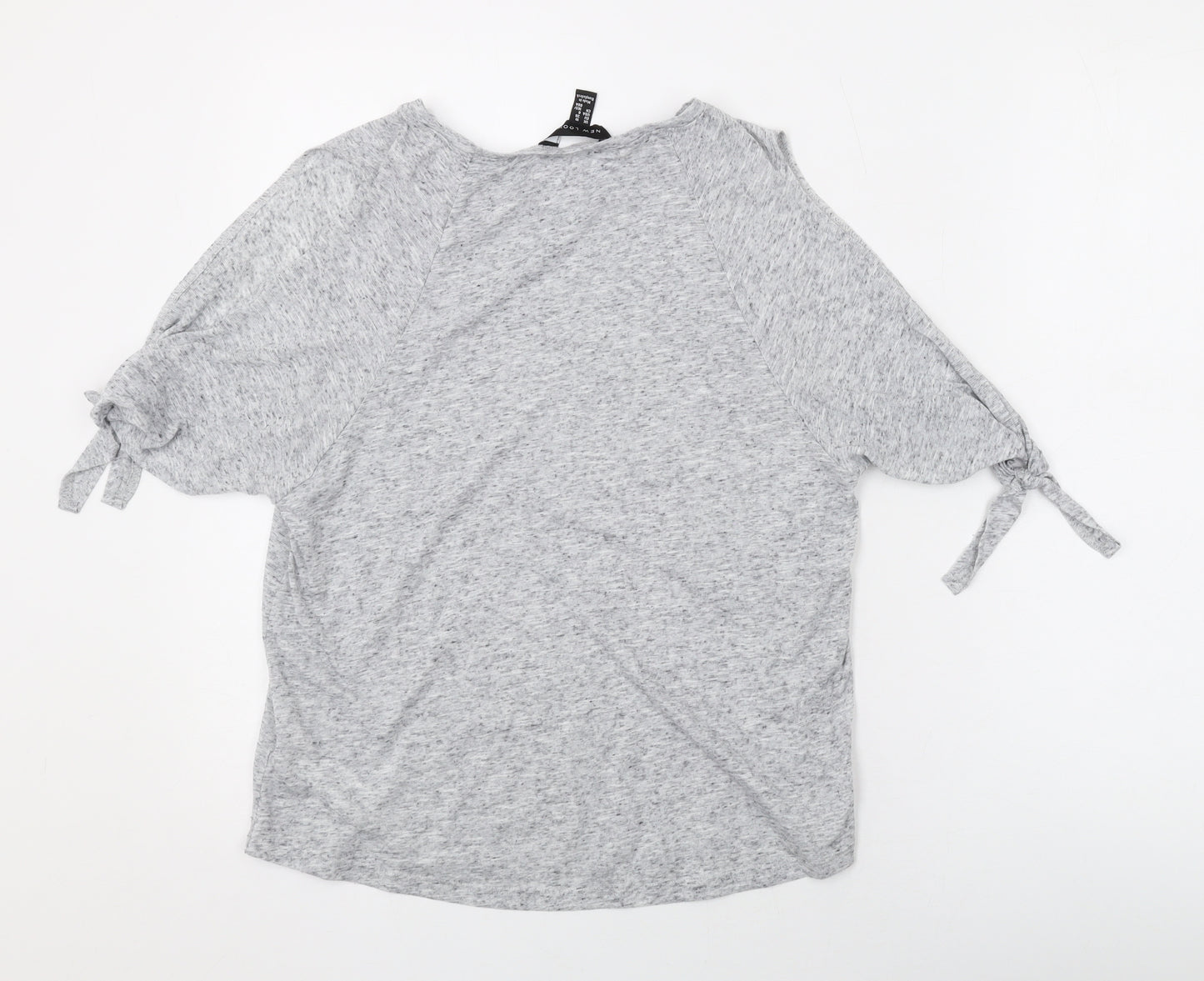 New Look Womens Grey Polyester Basic T-Shirt Size 10 Round Neck