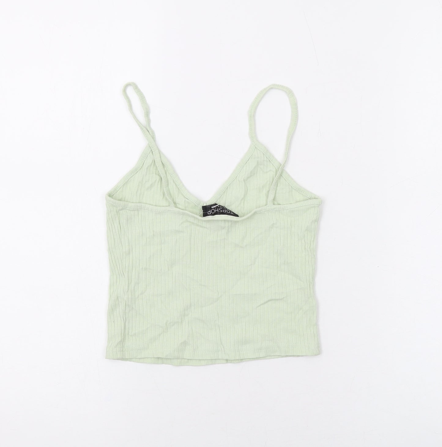 Topshop Womens Green Cotton Camisole Tank Size 8 V-Neck