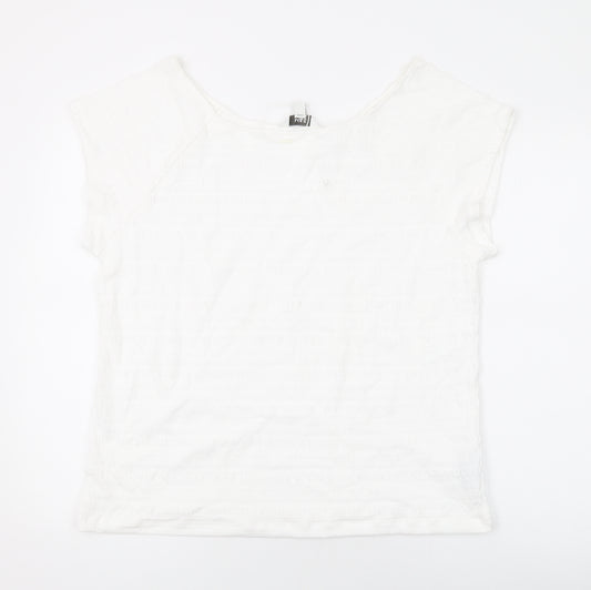 Marks and Spencer Womens White Cotton Basic T-Shirt Size 22 Scoop Neck