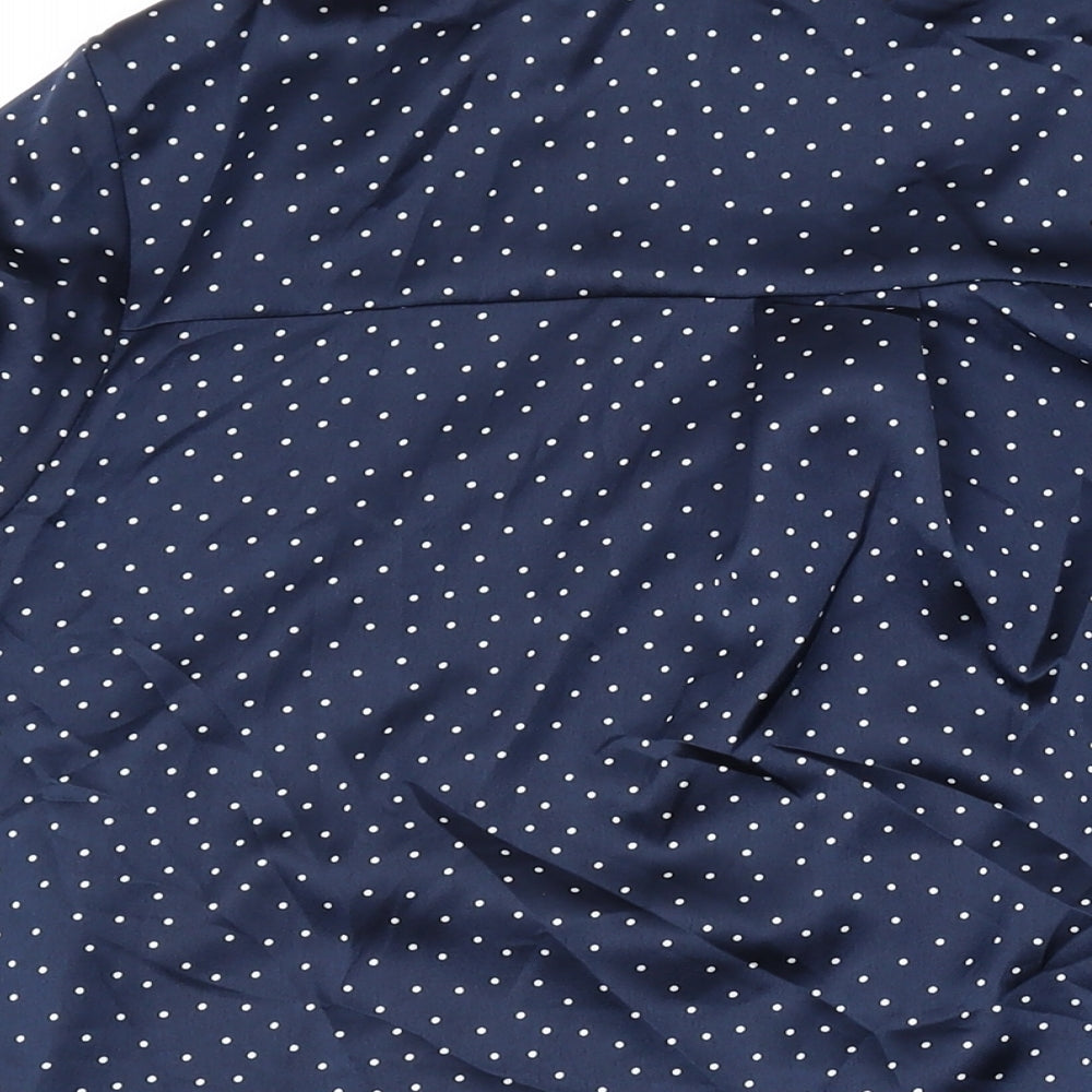 Marks and Spencer Womens Blue Polka Dot Polyester Basic Button-Up Size 16 Collared