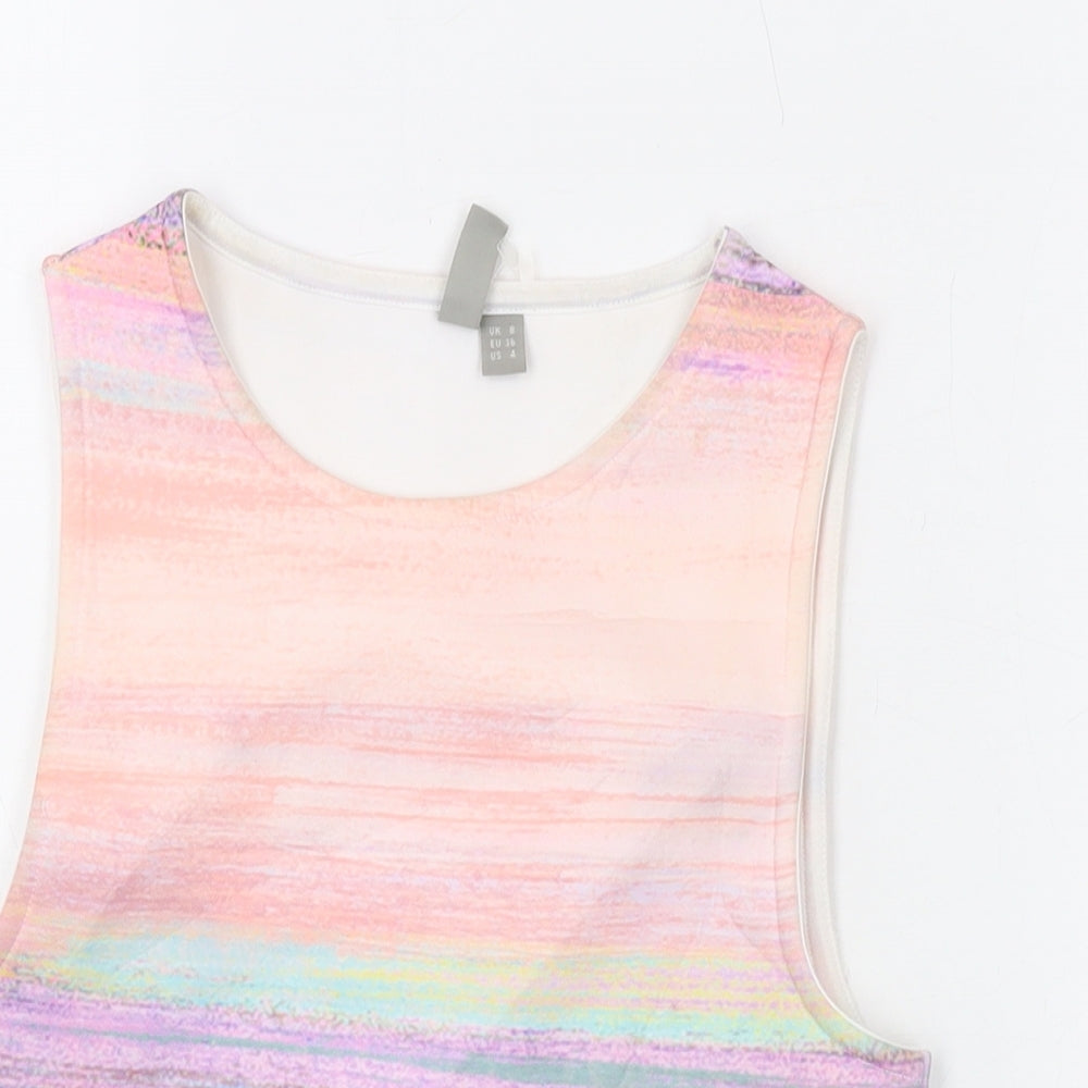 ASOS Womens Multicoloured Polyester Cropped Tank Size 8 Round Neck