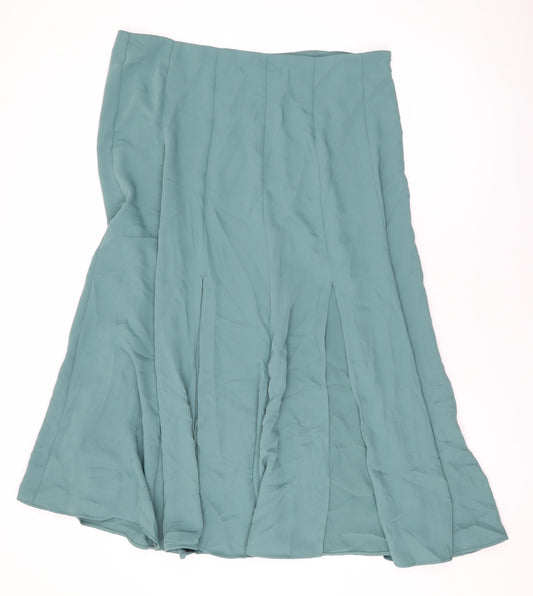 Marks and Spencer Womens Green Polyester Swing Skirt Size 18 Zip