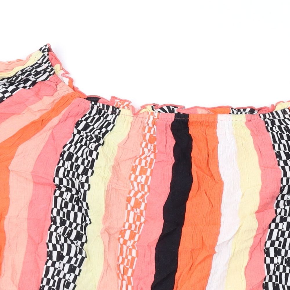 Gap Womens Multicoloured Striped Viscose Basic Blouse Size L Off the Shoulder