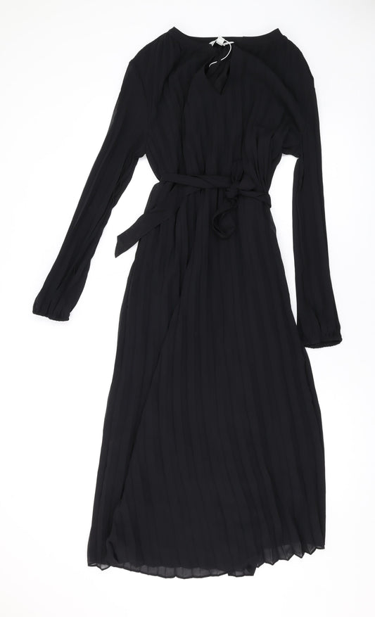 Marks and Spencer Womens Black Polyester Maxi Size 12 V-Neck Pullover