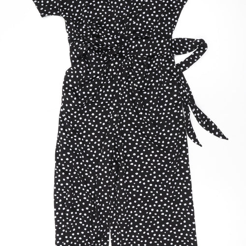 NEXT Womens Black Polka Dot Polyester Jumpsuit One-Piece Size 6 L19 in Zip