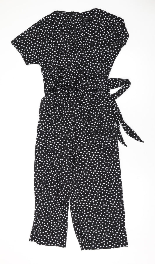 NEXT Womens Black Polka Dot Polyester Jumpsuit One-Piece Size 6 L19 in Zip