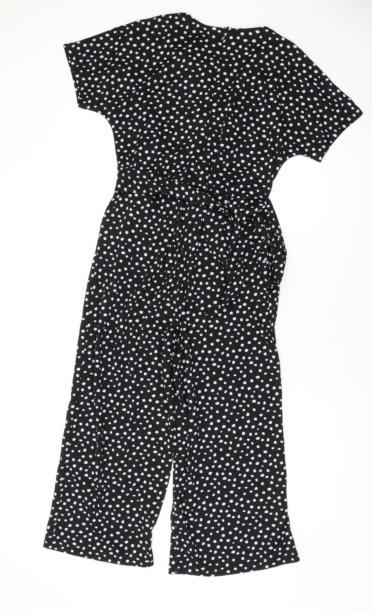 NEXT Womens Black Polka Dot Polyester Jumpsuit One-Piece Size 6 L19 in Zip