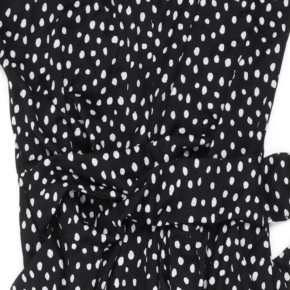 NEXT Womens Black Polka Dot Polyester Jumpsuit One-Piece Size 6 L19 in Zip