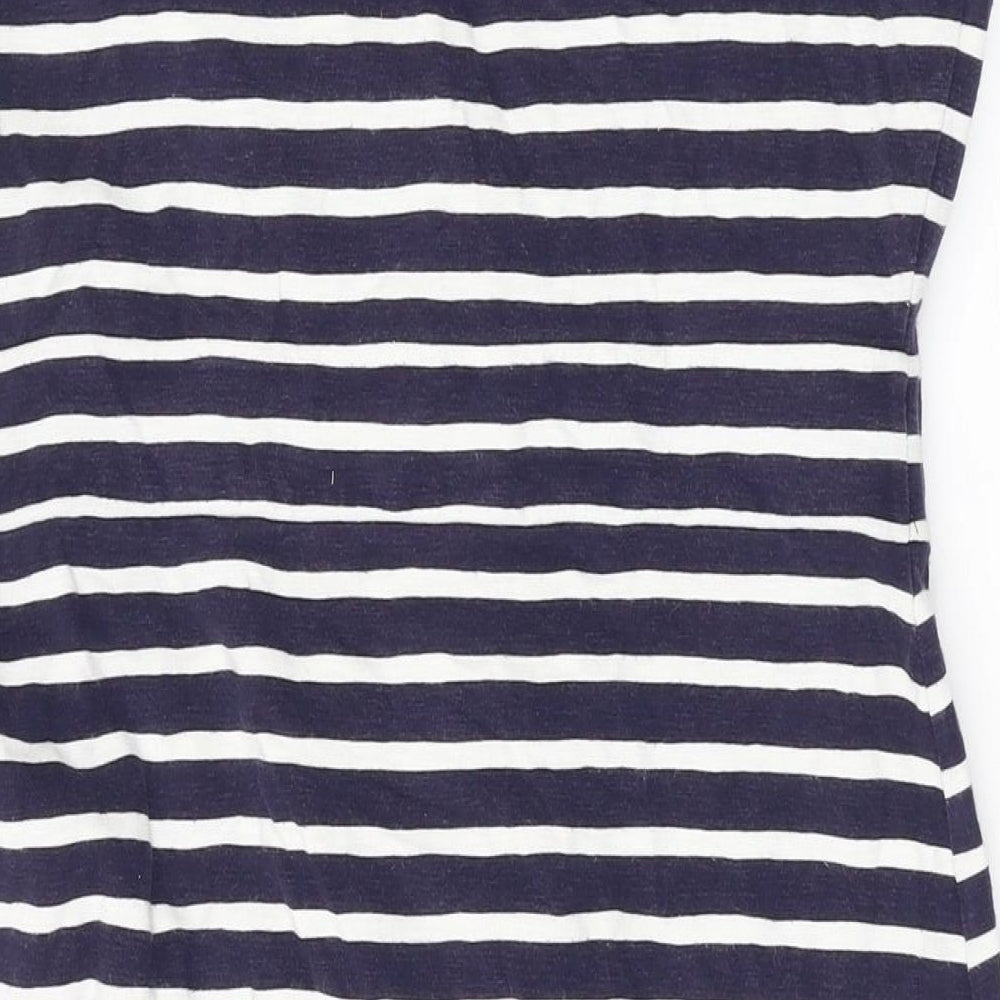 Boden Womens Blue Striped Cotton A-Line Size 12 V-Neck Pullover