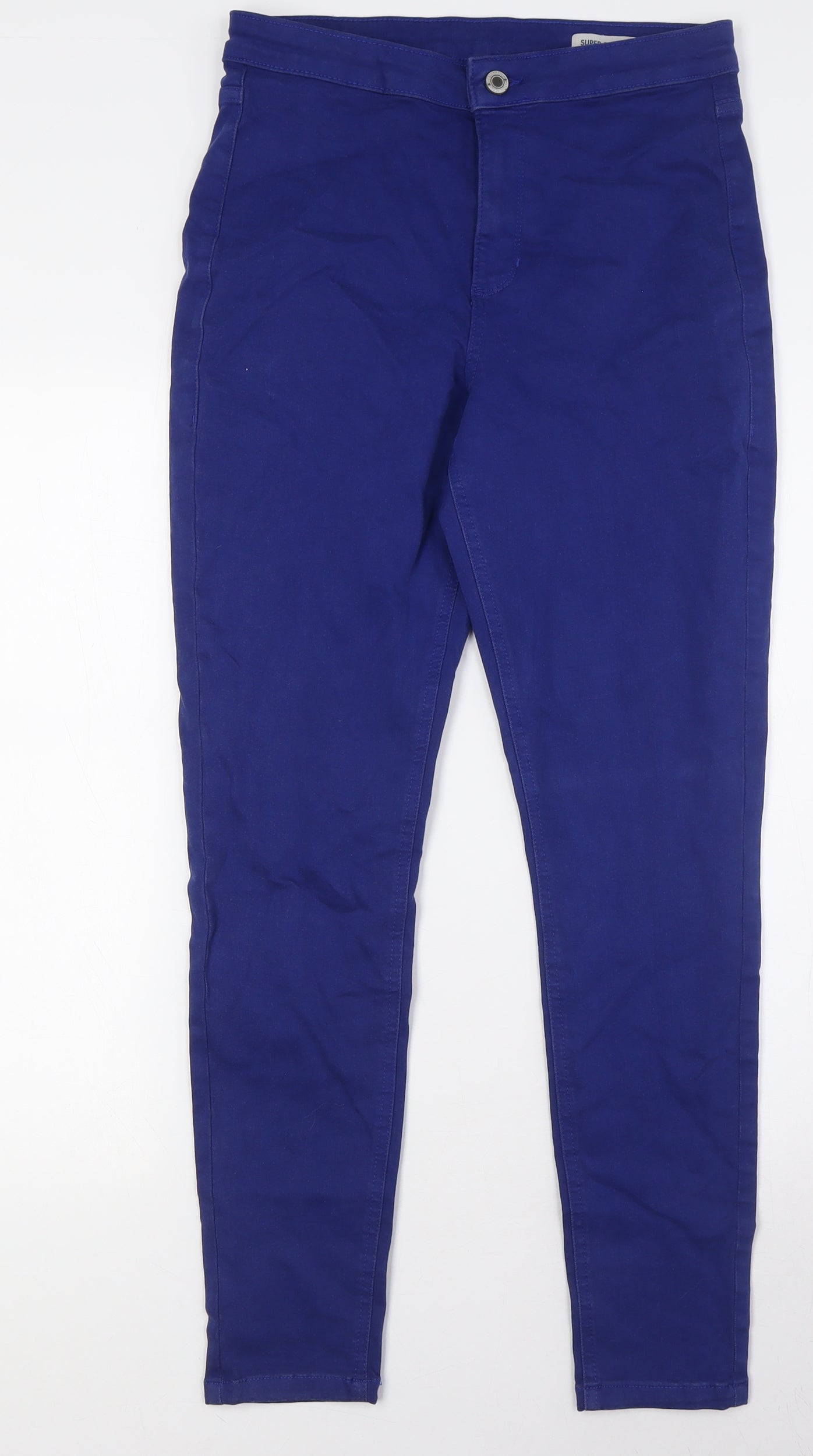 Marks and Spencer Womens Blue Cotton Skinny Jeans Size 12 L28 in Regular Zip