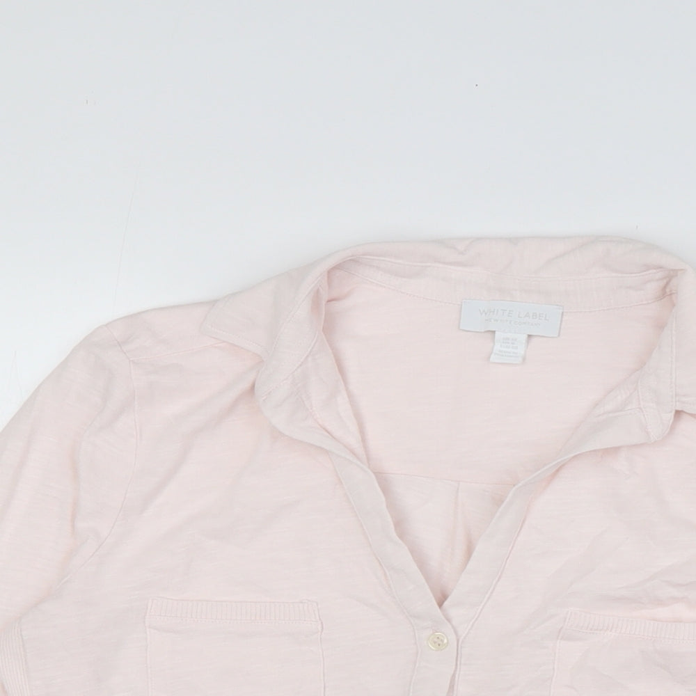 White Label Womens Pink 100% Cotton Basic Blouse Size 12 Collared