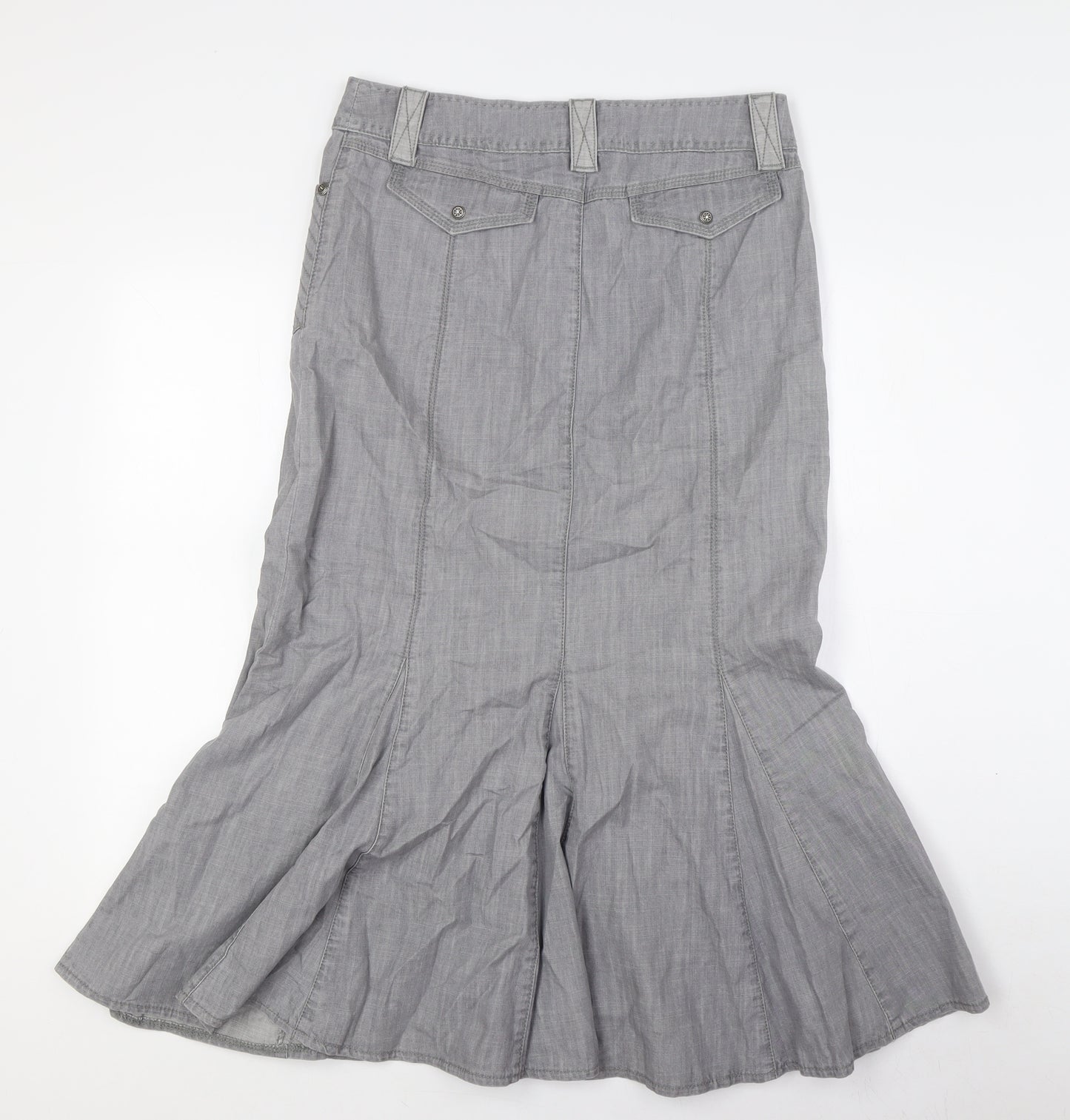 Per Una Womens Grey Cotton A-Line Skirt Size 12 Zip