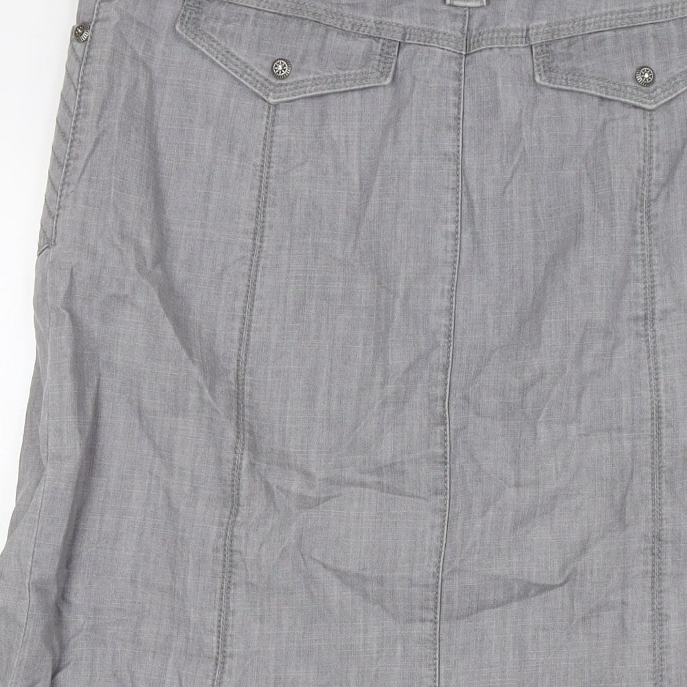 Per Una Womens Grey Cotton A-Line Skirt Size 12 Zip