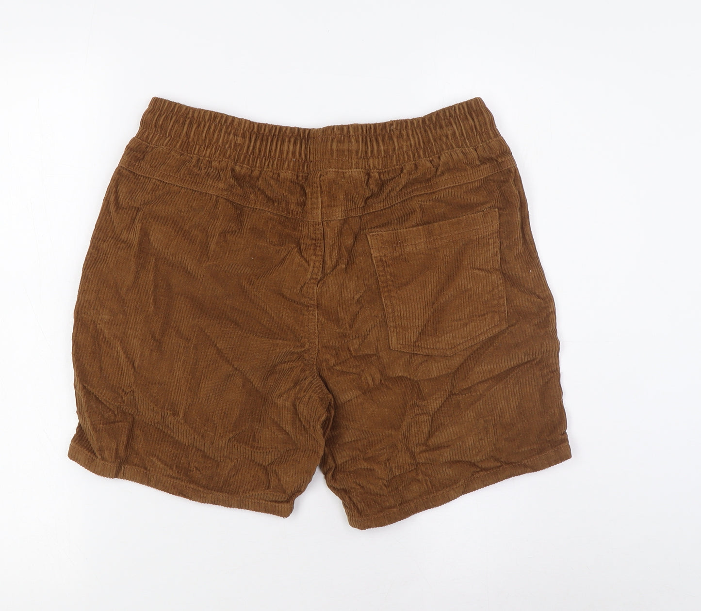 Raw Yarn Mens Brown Cotton Bermuda Shorts Size M L6 in Regular Tie - Elasticated Waist