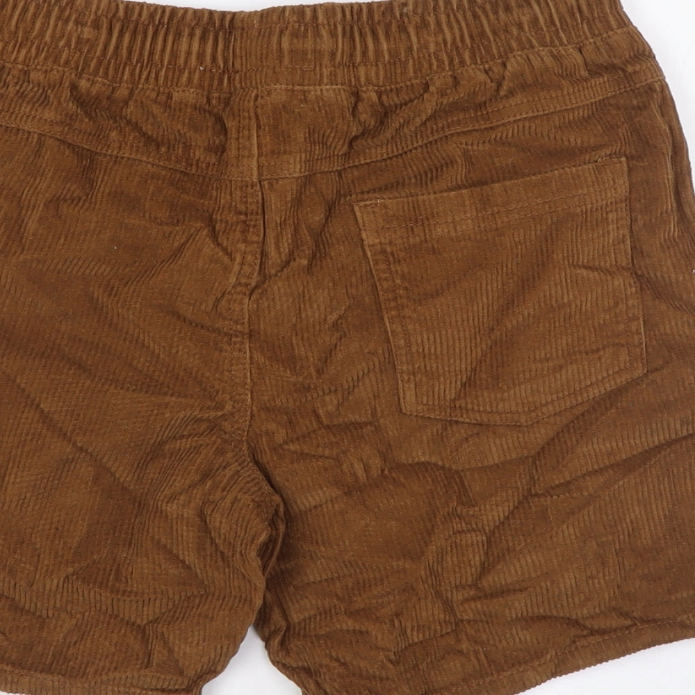 Raw Yarn Mens Brown Cotton Bermuda Shorts Size M L6 in Regular Tie - Elasticated Waist