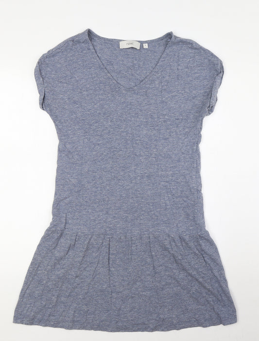 NEXT Womens Blue Cotton A-Line Size 8 V-Neck