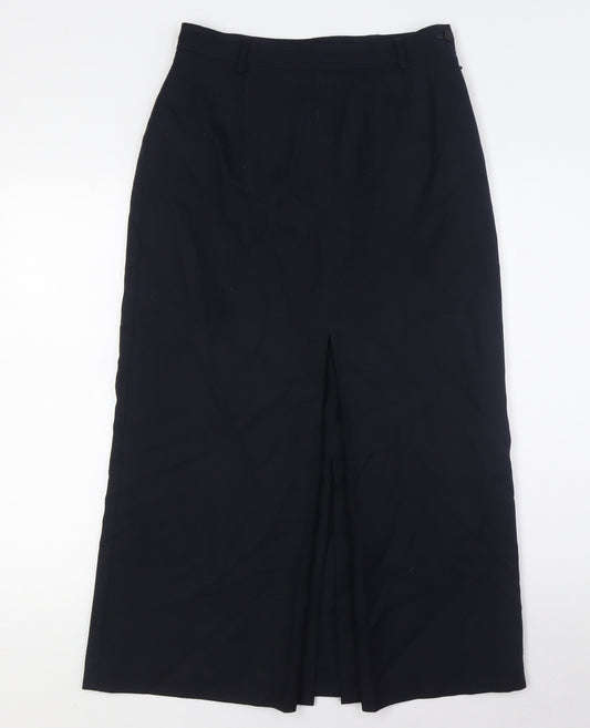 Viyella Womens Blue Polyester A-Line Skirt Size 12 Zip - Pleated