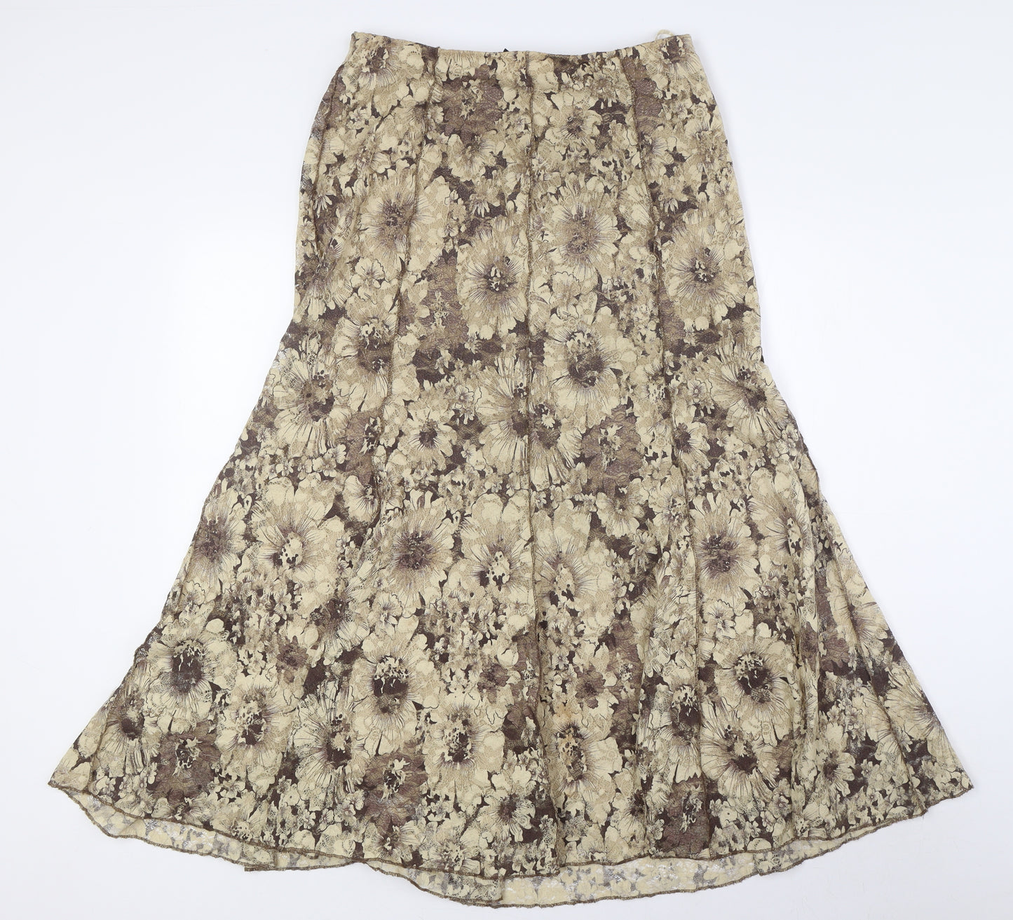 Per Una Womens Beige Floral Polyester A-Line Skirt Size 10