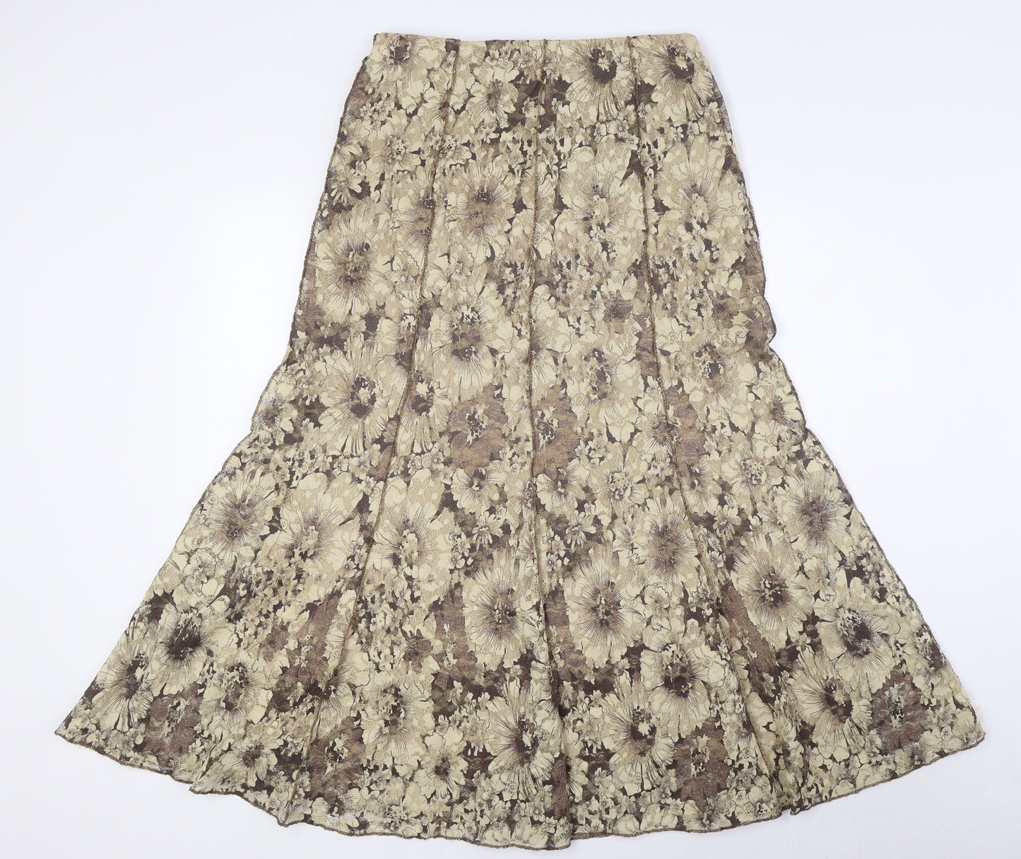 Per Una Womens Beige Floral Polyester A-Line Skirt Size 10